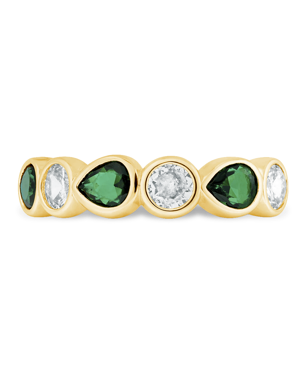 Pear and Round Bezel-Set Ring