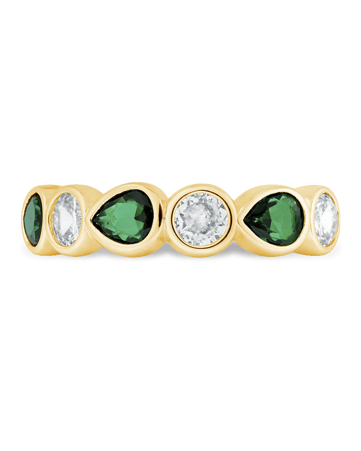 Pear and Round Bezel-Set Ring