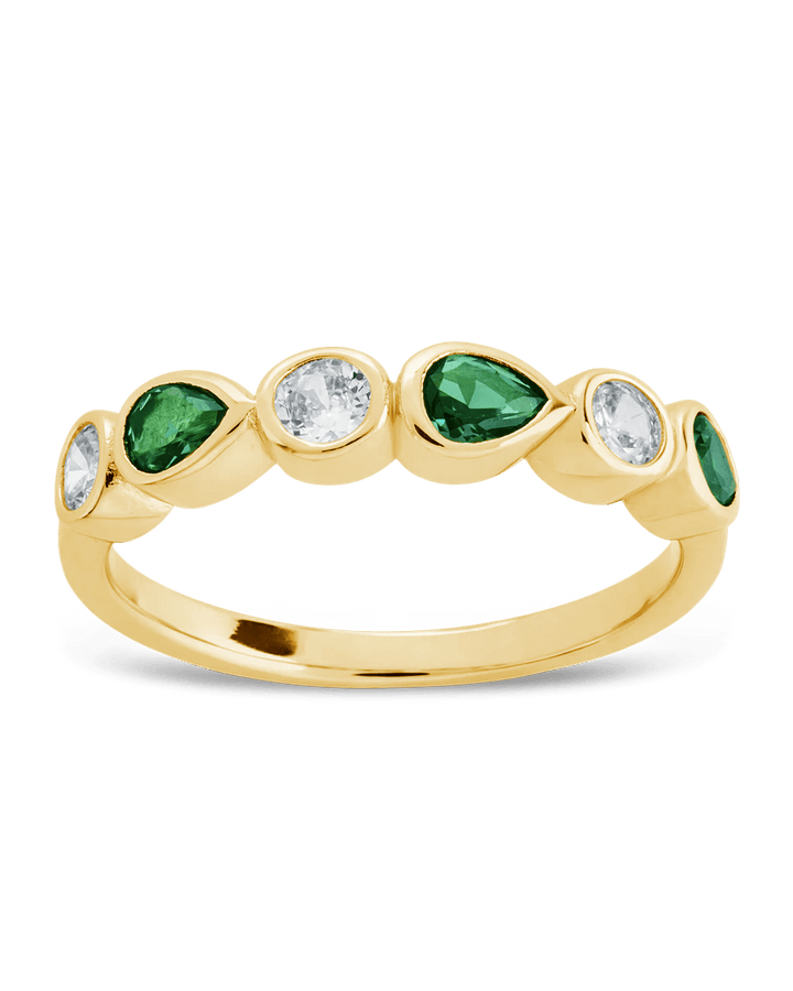 Pear and Round Bezel-Set Ring