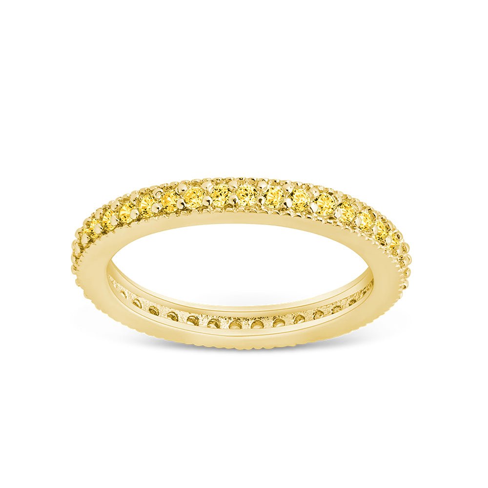 Thin Canary CZ Band Ring - 2.5mm