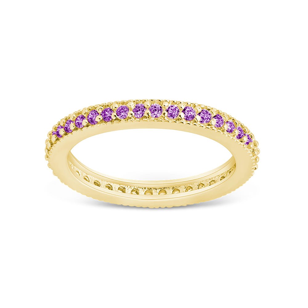 Thin Amethyst CZ Band Ring - 2.5mm