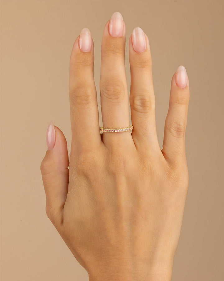 Thin Amethyst CZ Band Ring - 2.5mm