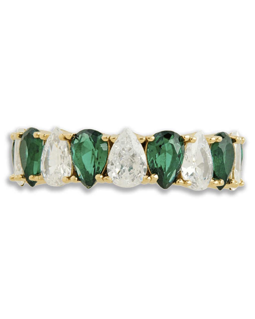 Pear Cut Emerald CZ Celebration Band Ring