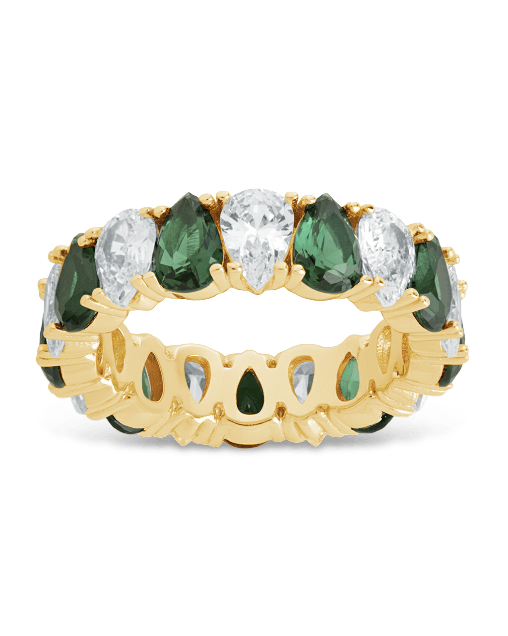 Pear Cut Emerald CZ Celebration Band Ring