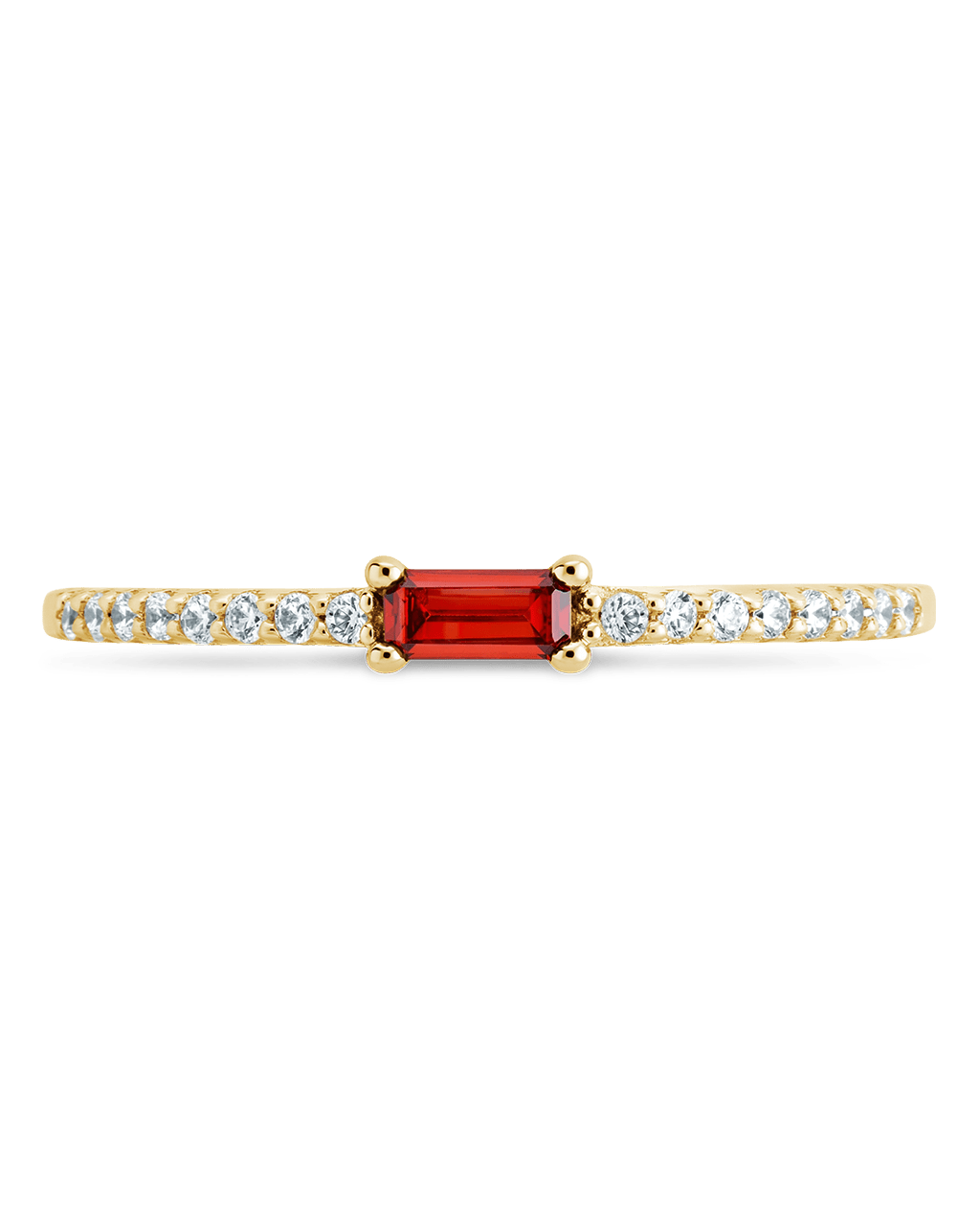 Garnet CZ Thin Stacking Birthstone Ring