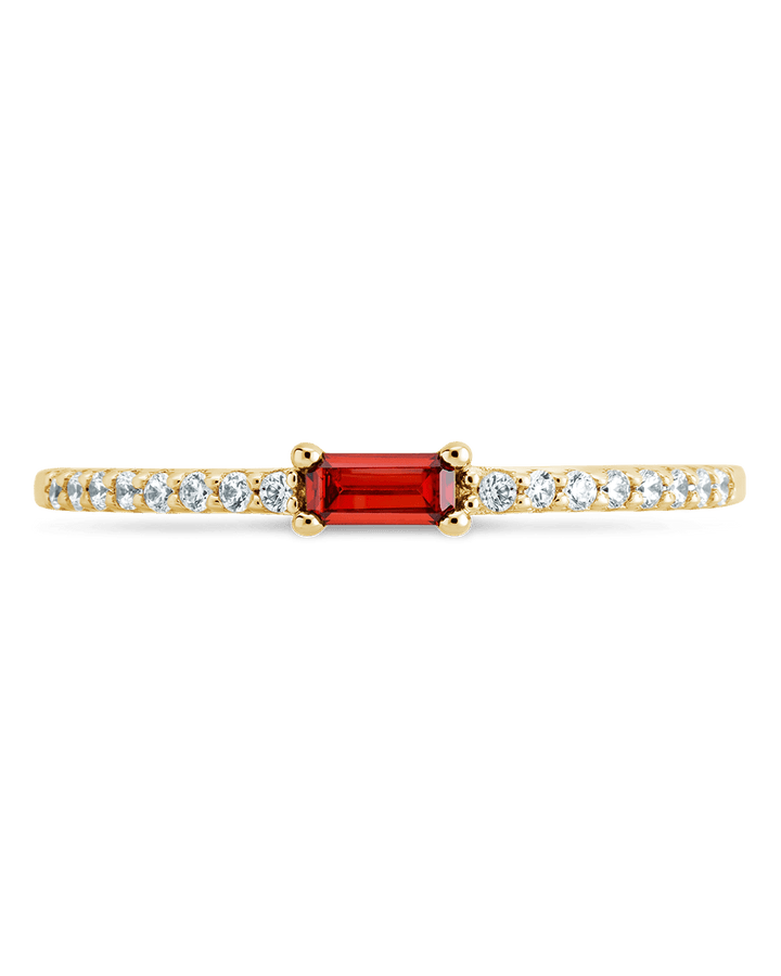 Garnet CZ Thin Stacking Birthstone Ring