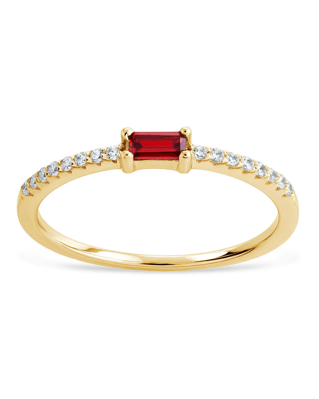 Garnet CZ Thin Stacking Birthstone Ring