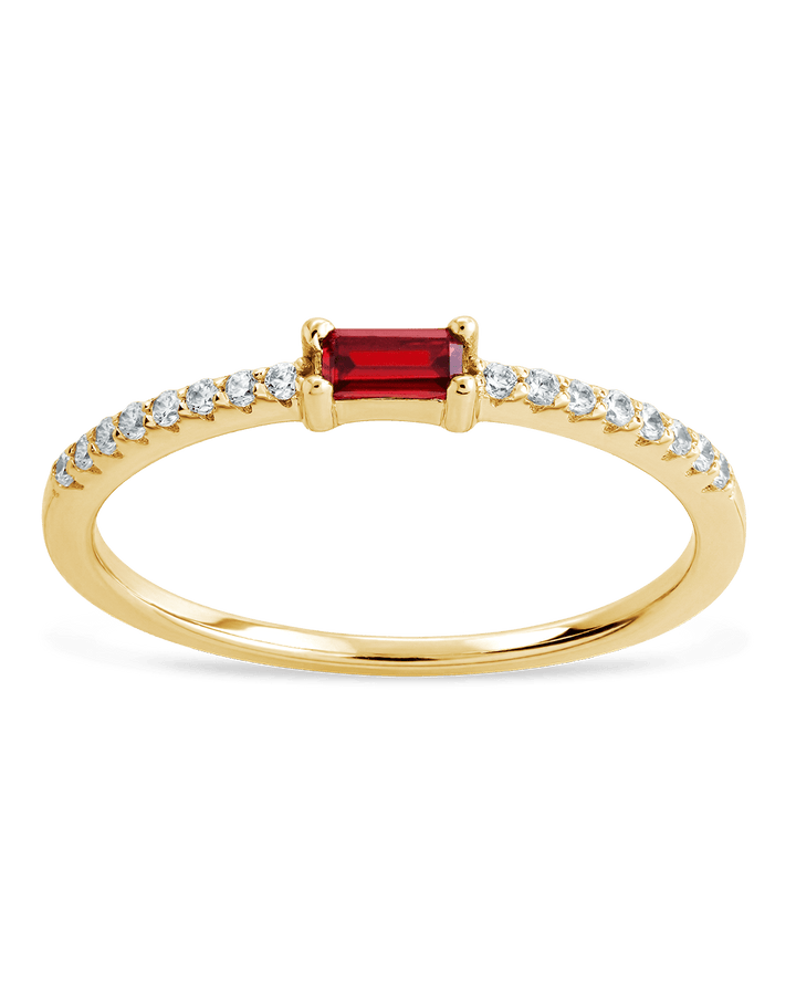 Garnet CZ Thin Stacking Birthstone Ring