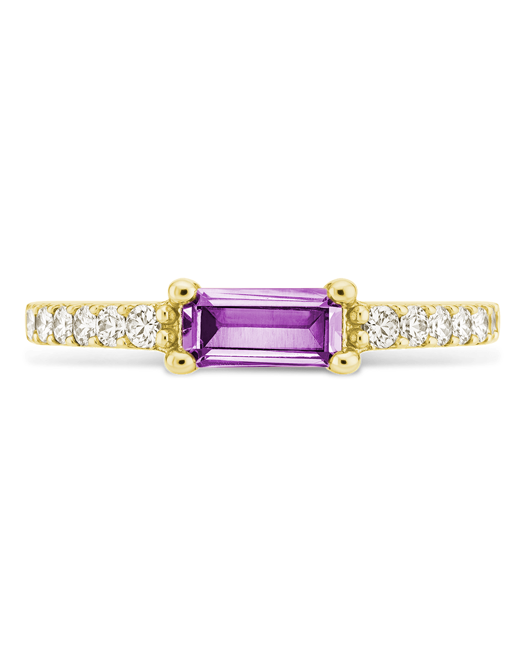 Amethyst CZ Thin Stacking Birthstone Ring