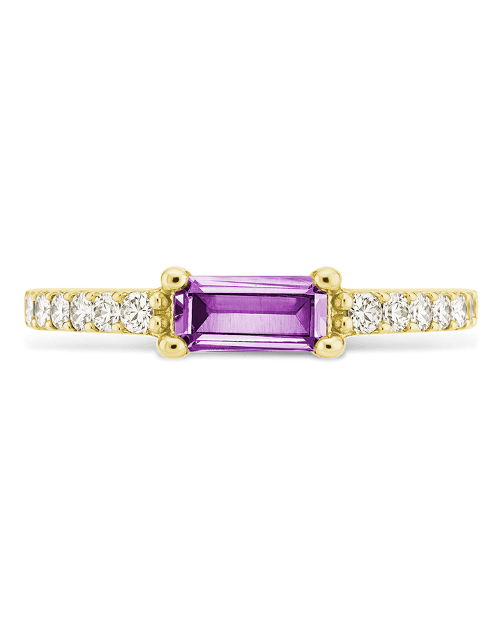 Amethyst CZ Thin Stacking Birthstone Ring
