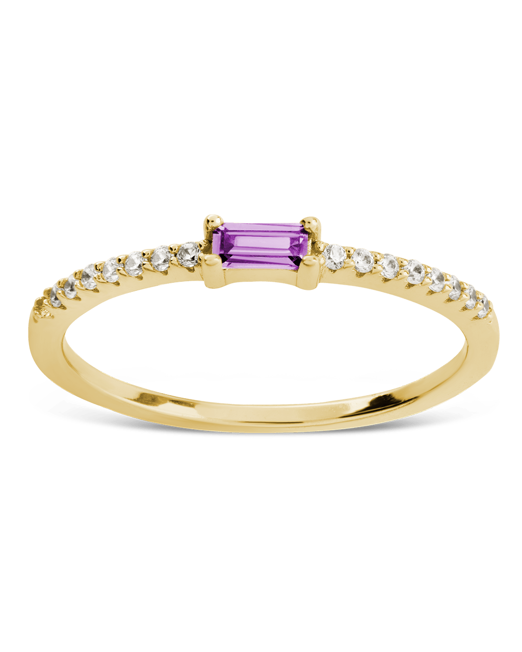 Amethyst CZ Thin Stacking Birthstone Ring