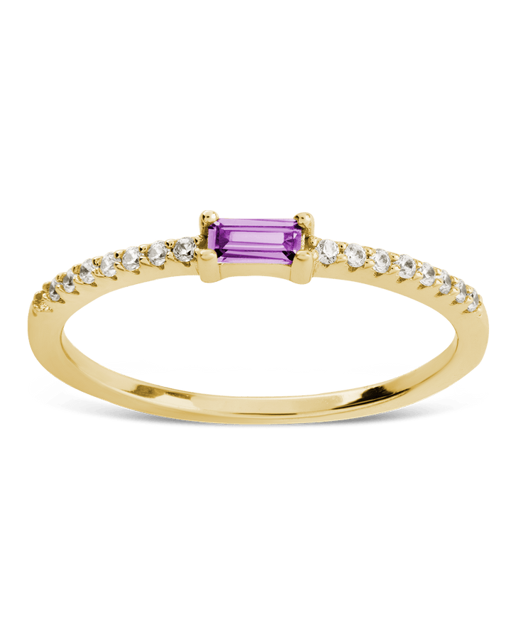 Amethyst CZ Thin Stacking Birthstone Ring