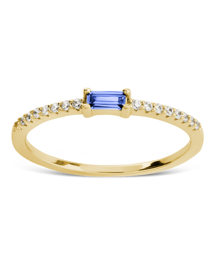 Aquamarine CZ Thin Stacking Birthstone Ring