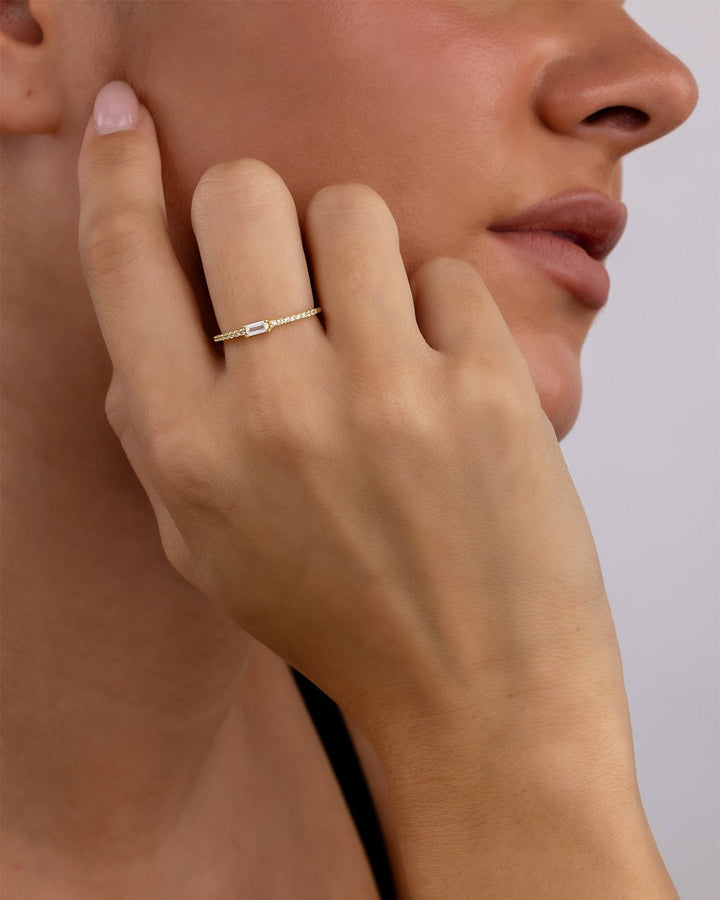 Clear CZ Thin Stacking Birthstone Ring