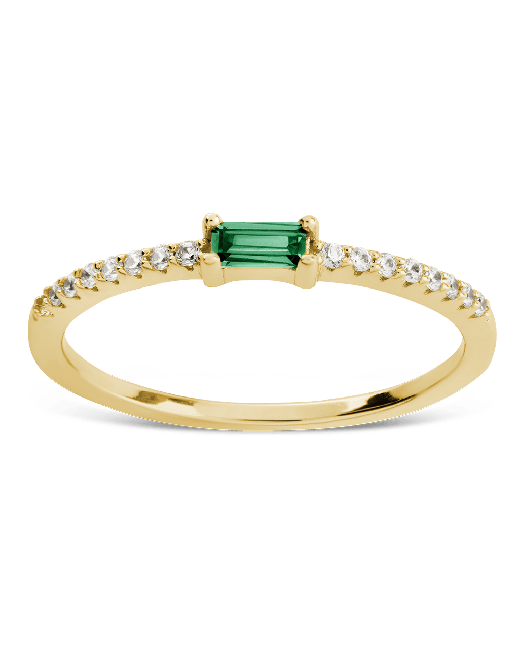 Emerald CZ Thin Stacking Birthstone Ring