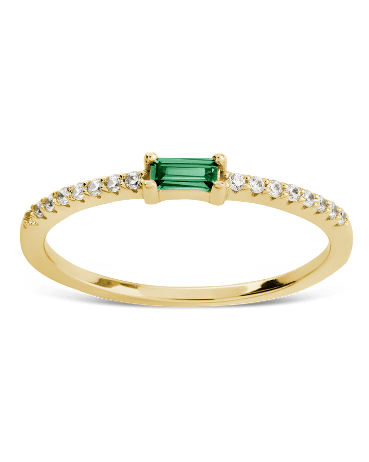 Emerald CZ Thin Stacking Birthstone Ring