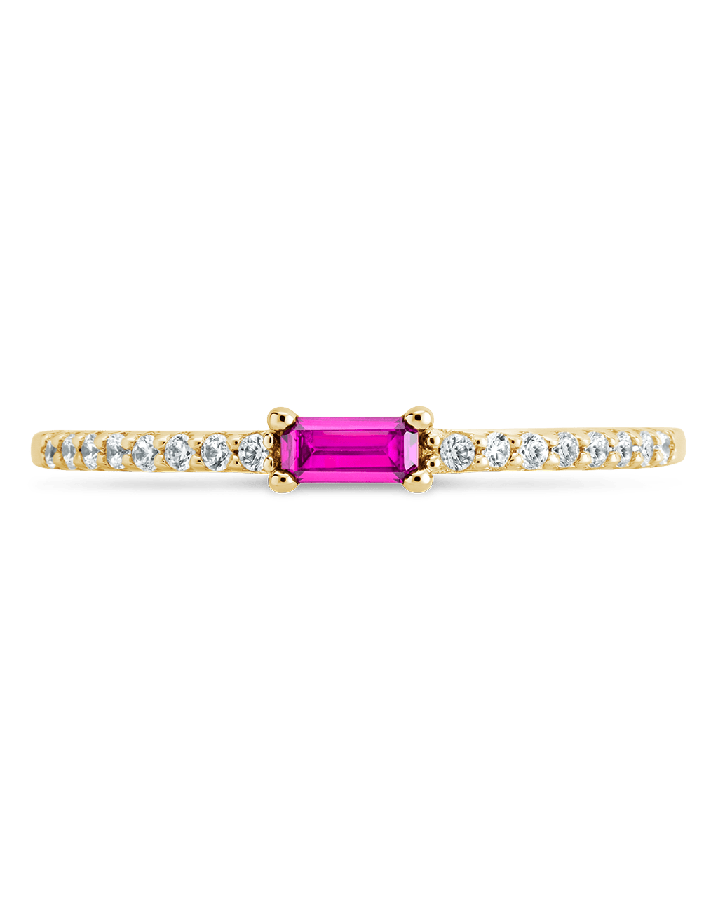 Ruby CZ Thin Stacking Birthstone Ring