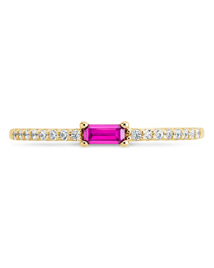 Ruby CZ Thin Stacking Birthstone Ring
