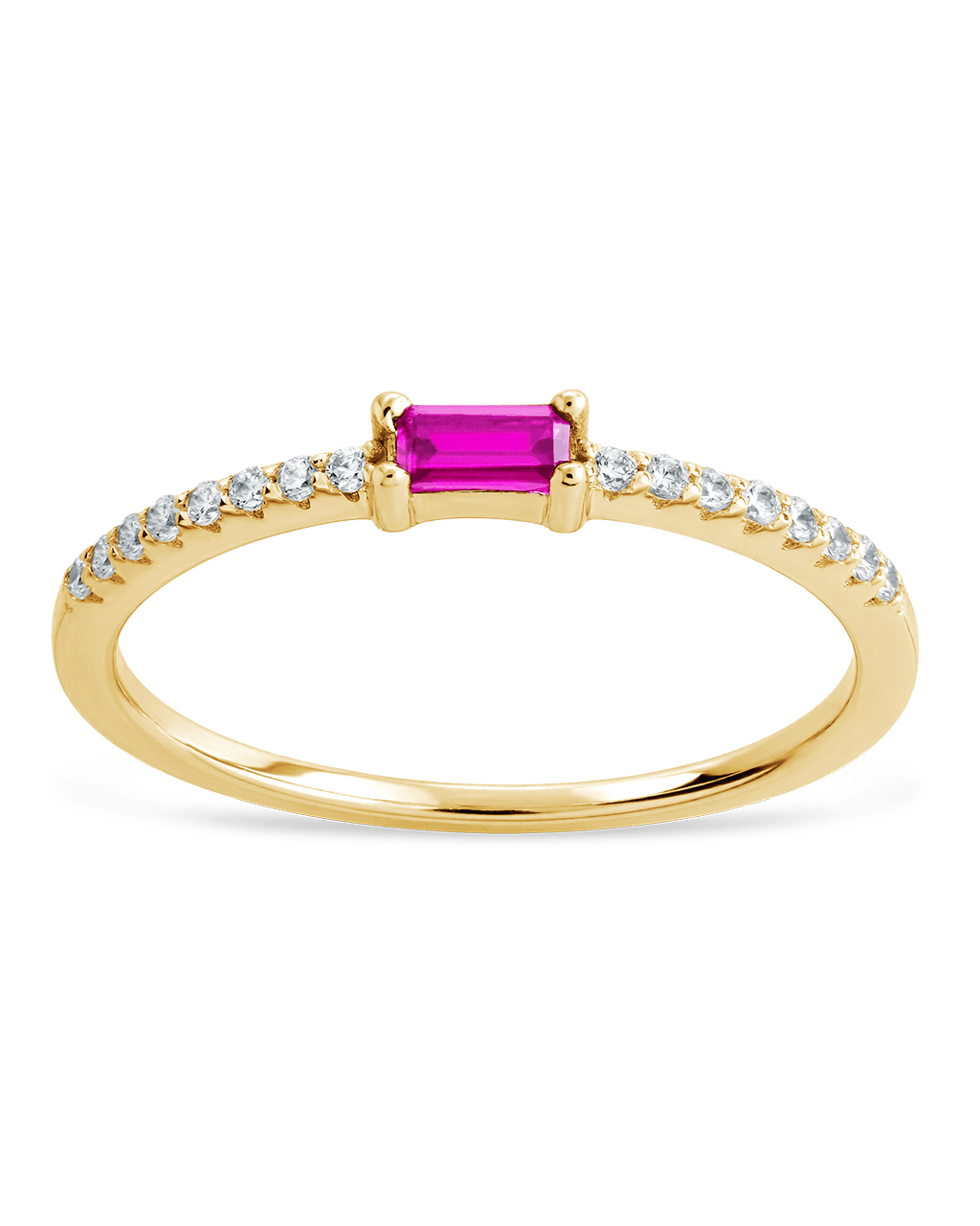 Ruby CZ Thin Stacking Birthstone Ring