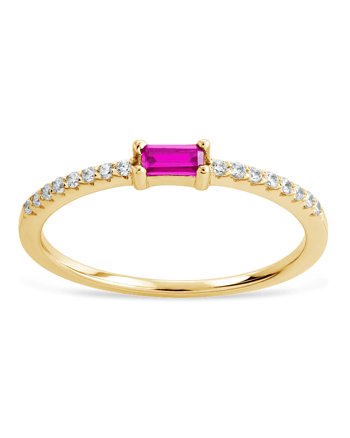 Ruby CZ Thin Stacking Birthstone Ring