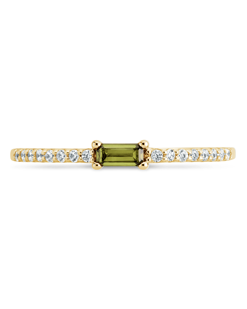 Peridot CZ Thin Stacking Birthstone Ring