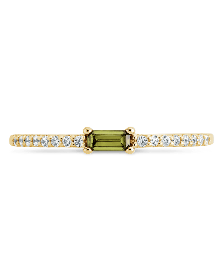 Peridot CZ Thin Stacking Birthstone Ring