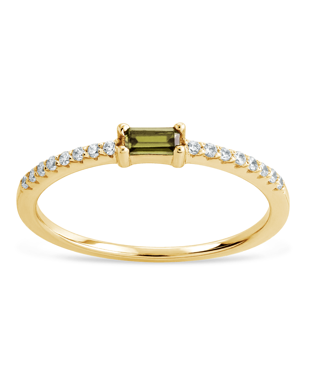Peridot CZ Thin Stacking Birthstone Ring