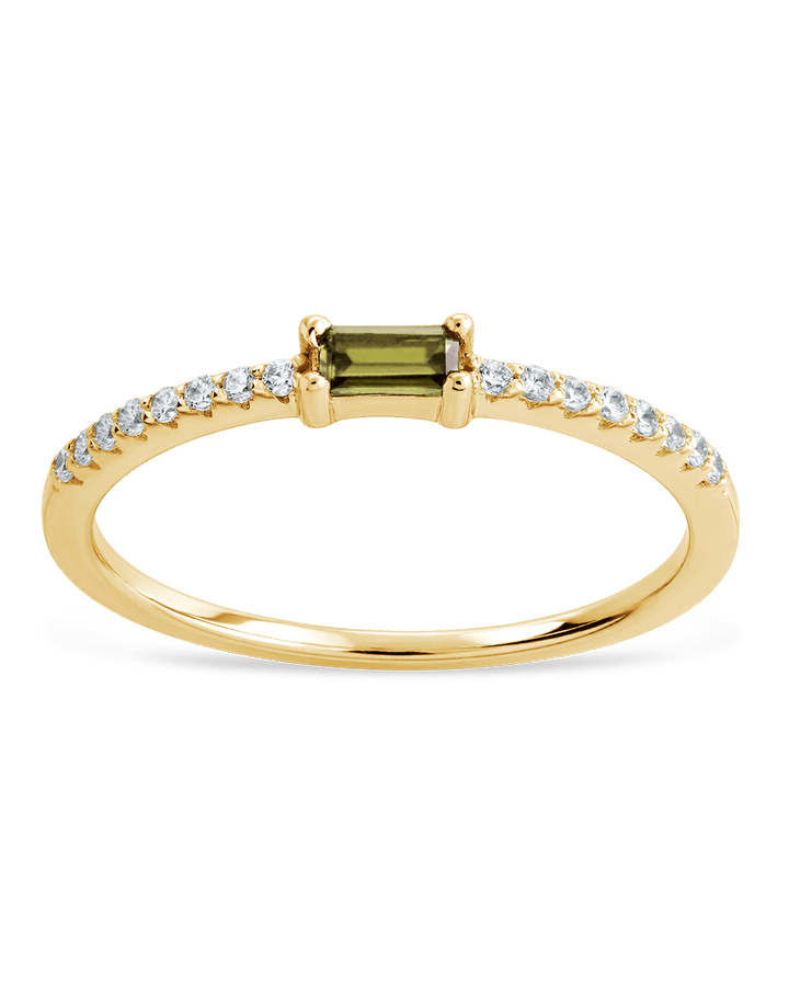 Peridot CZ Thin Stacking Birthstone Ring