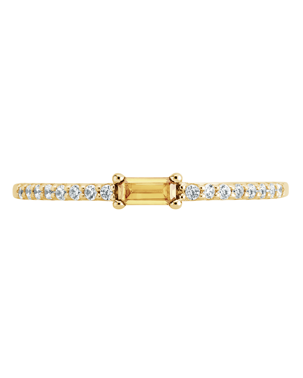 Citrine CZ Thin Stacking Birthstone Ring