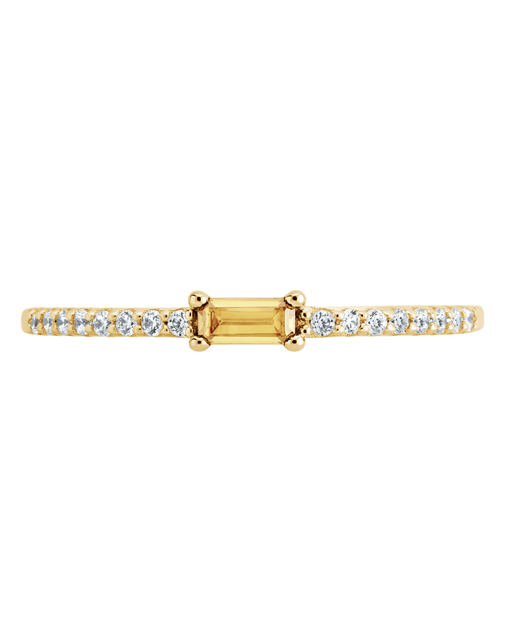 Citrine CZ Thin Stacking Birthstone Ring