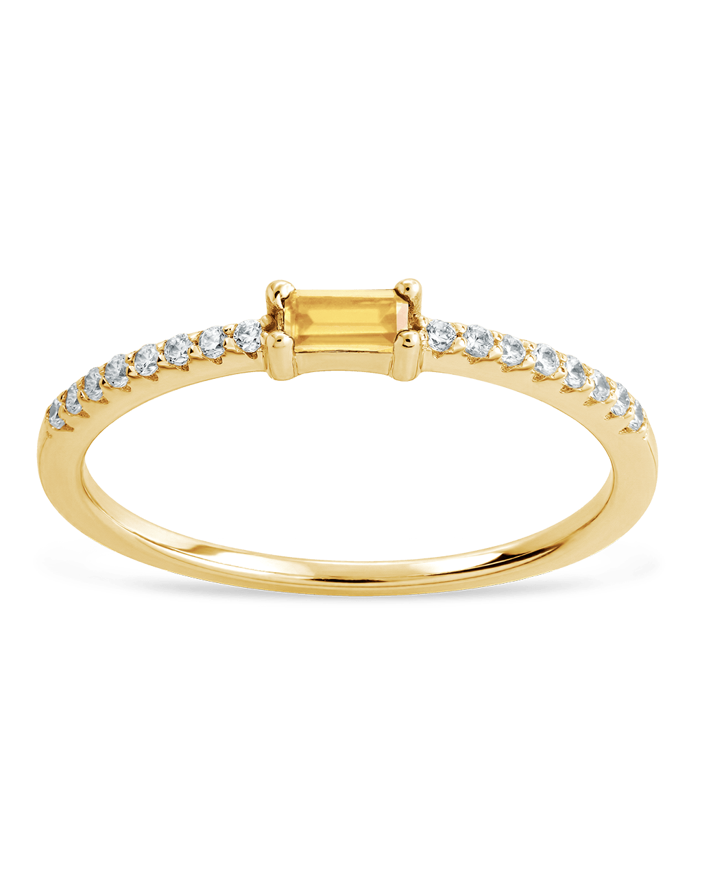 Citrine CZ Thin Stacking Birthstone Ring