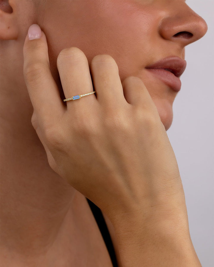 Tanzanite CZ Thin Stacking Birthstone Ring