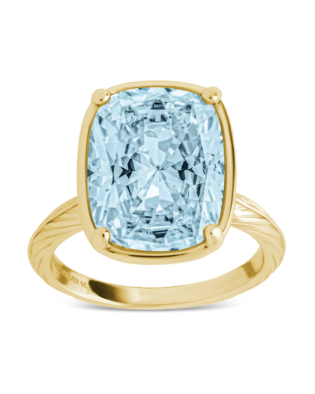 Aquamarine Elongated Cushion CZ Cocktail Ring