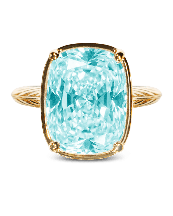 Aquamarine Elongated Cushion CZ Cocktail Ring