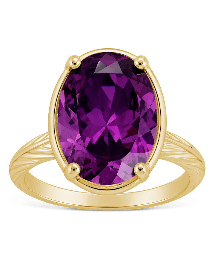 Oval Cut Amethyst CZ Cocktail Ring