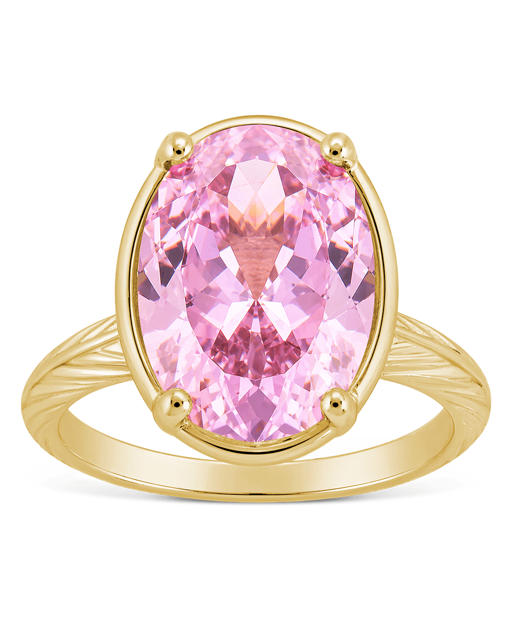 Pink Sapphire Oval Cut CZ Cocktail Ring