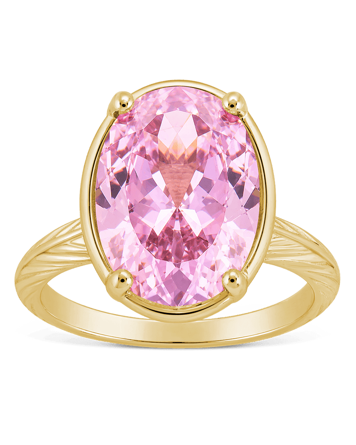 Pink Sapphire Oval Cut CZ Cocktail Ring