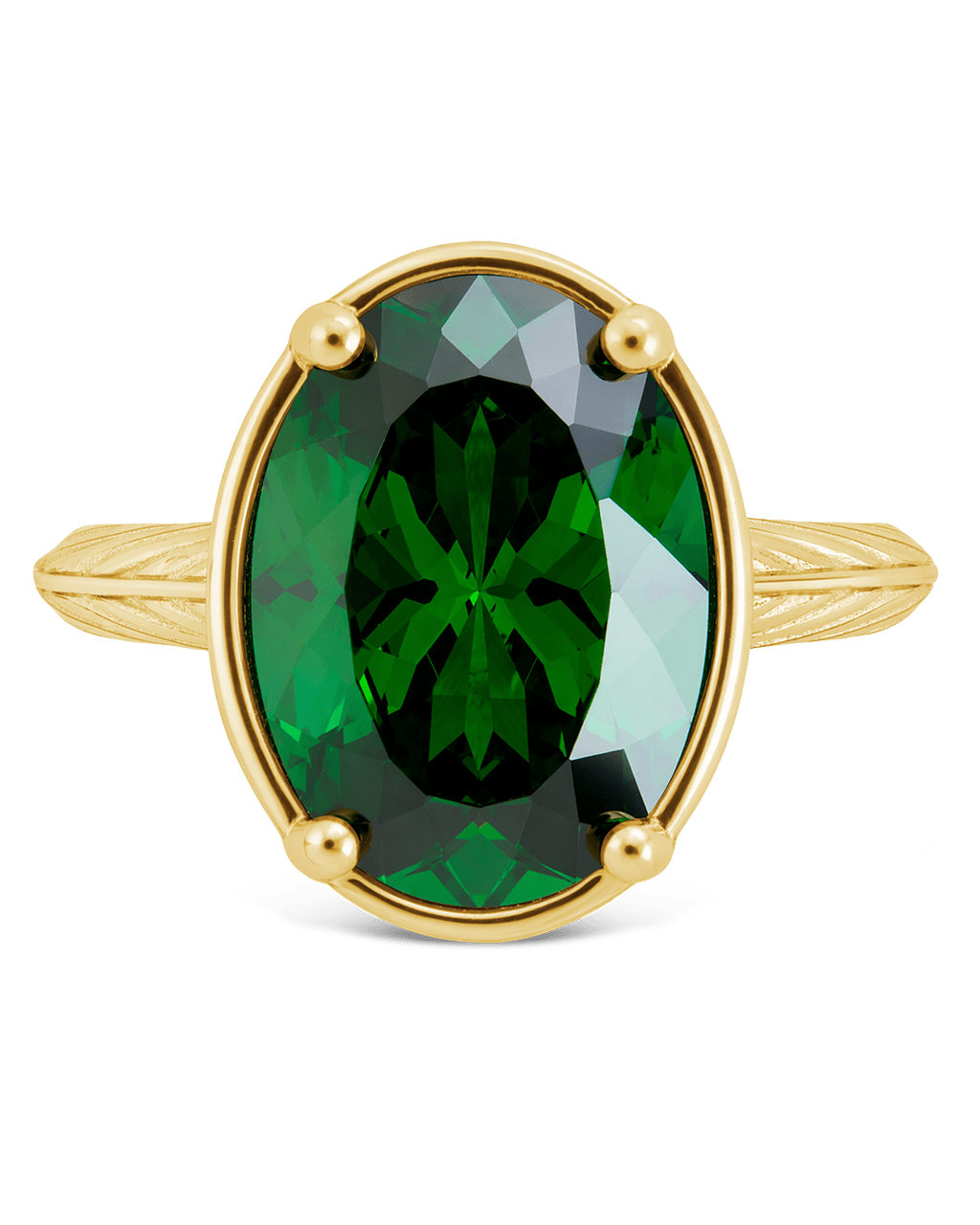 Oval Cut Emerald CZ Cocktail Ring