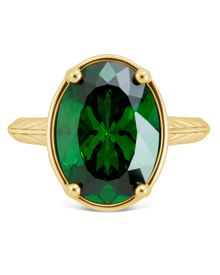 Oval Cut Emerald CZ Cocktail Ring