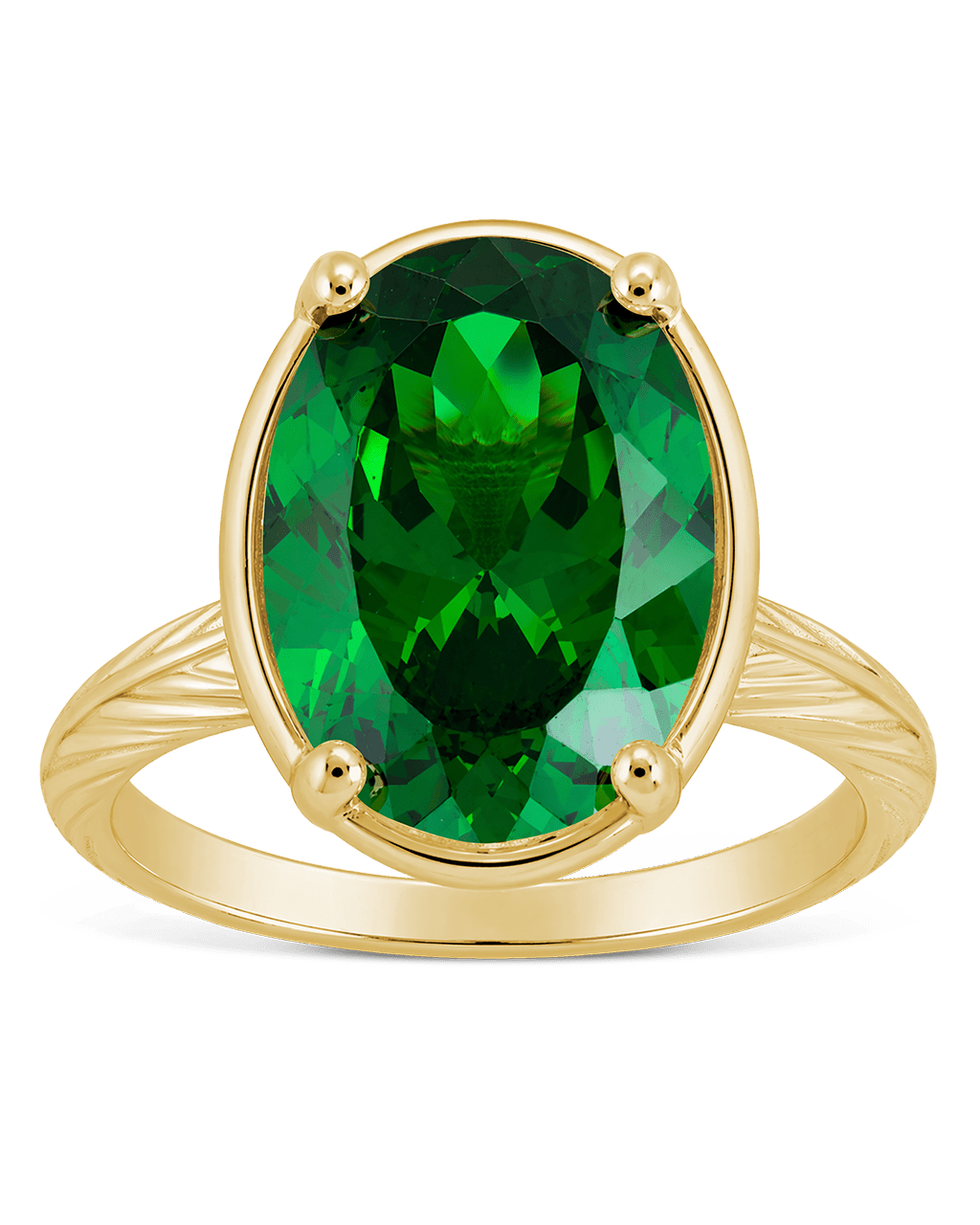 Oval Cut Emerald CZ Cocktail Ring