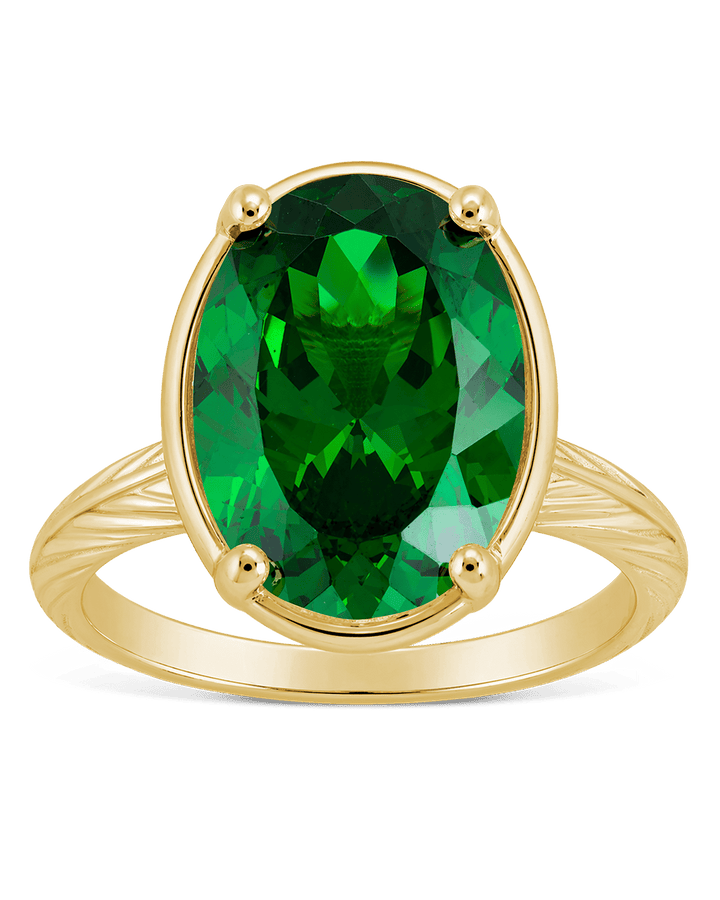 Oval Cut Emerald CZ Cocktail Ring