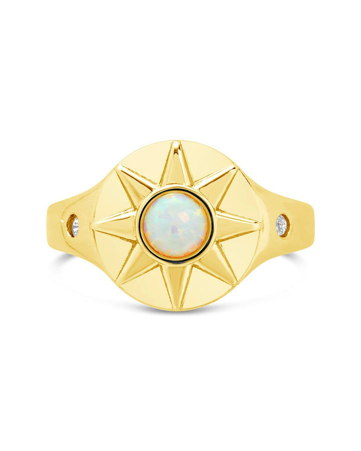 Sunni Opal & CZ Signet Ring by Sterling Forever