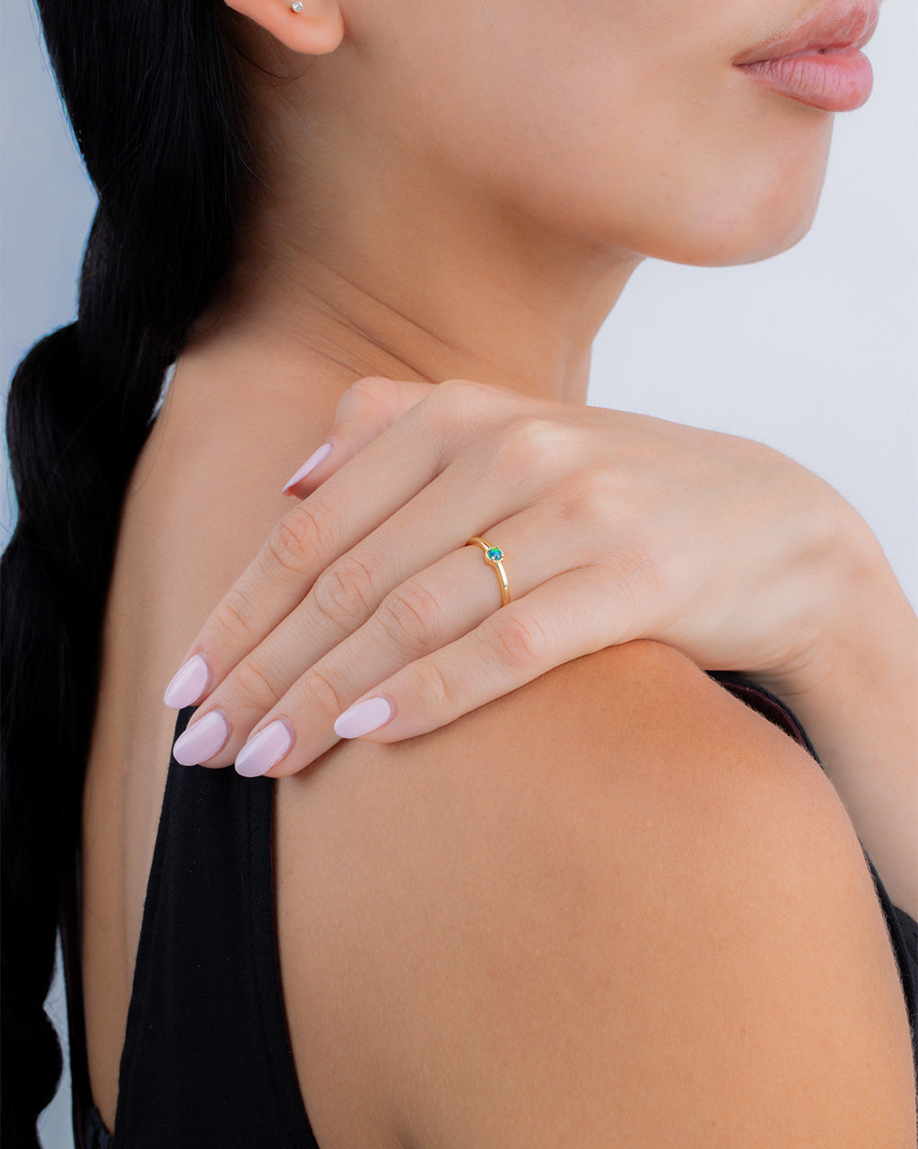 Green Opal Solitaire Ring
