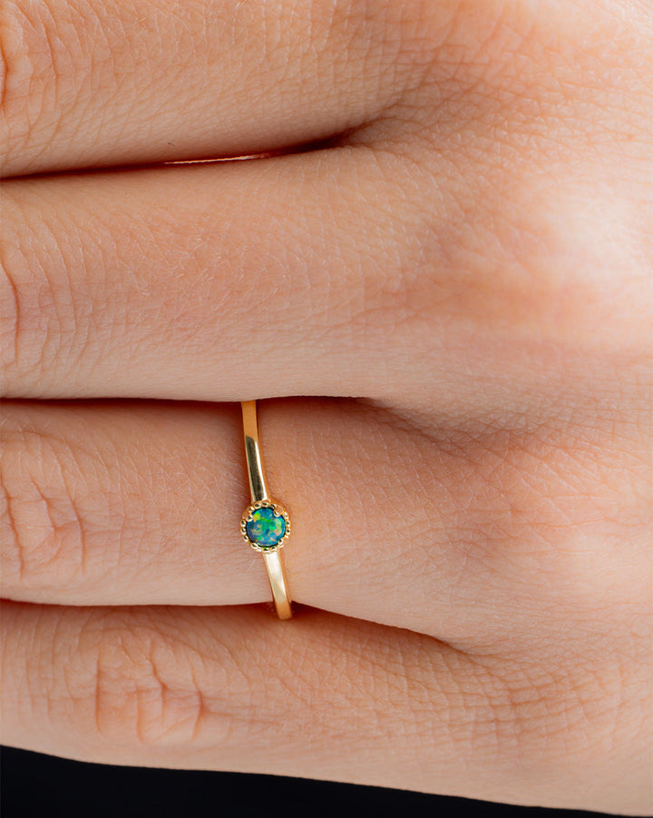 Green Opal Solitaire Ring