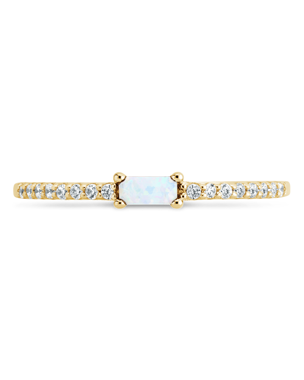 Opal CZ  Thin Stacking Birthstone Ring