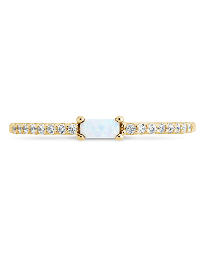 Opal CZ  Thin Stacking Birthstone Ring