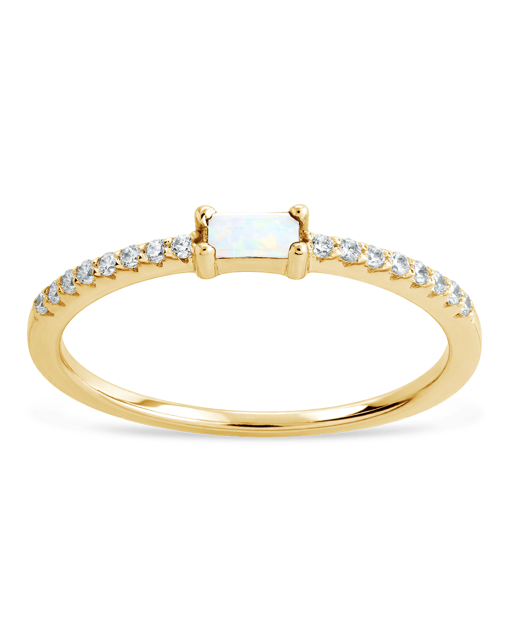 Opal CZ  Thin Stacking Birthstone Ring