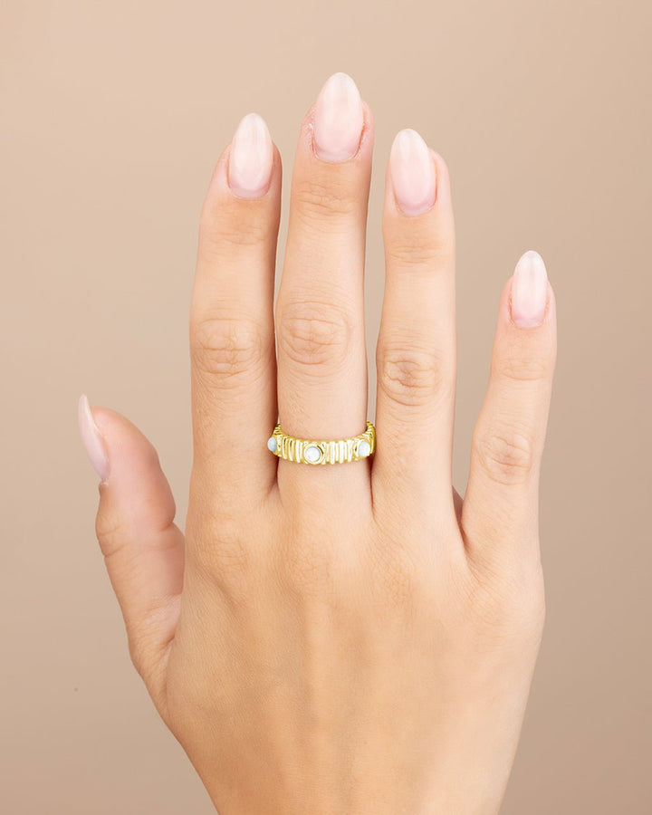 Terry Pearl Studded Textured Ring