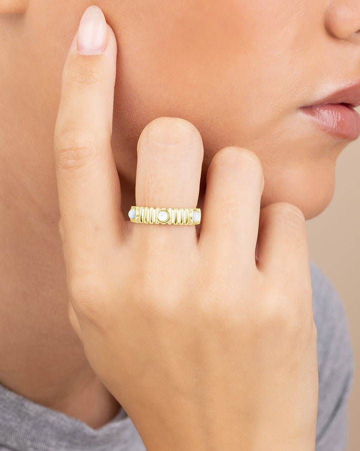 Terry Pearl Studded Textured Ring