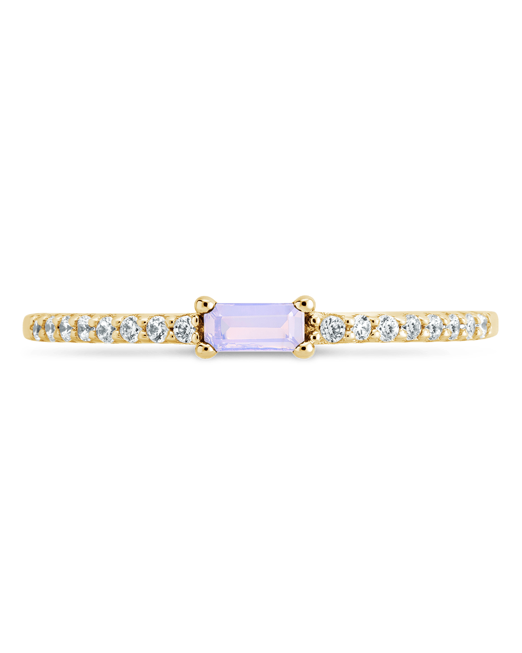 Moonstone CZ Thin Stacking Birthstone Ring